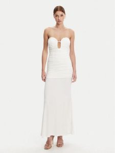 Bardot Sukienka wieczorowa 59692DB1 Biały Slim Fit. Białe kombinezony Bardot, bez wzorów, z syntetyku, wizytowe, bez kołnierzyka, bez ramiączek. Za 319,99 zł.