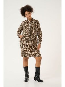 KAFFE curve Kurtka dżinsowa w kolorze jasnobrązowo-czarnym rozmiar: 54. Brązowe kurtki KAFFE curve, bez wzorów, bez kaptura. Za 213,18 zł.