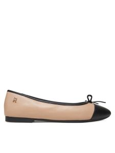 Tommy Hilfiger Baleriny Toe Cap Leather Ballerina FW0FW08759 Écru. Balerinki TOMMY HILFIGER, bez wzorów, ze skóry, bez obcasa, bez zapięcia. Za 429,99 zł.