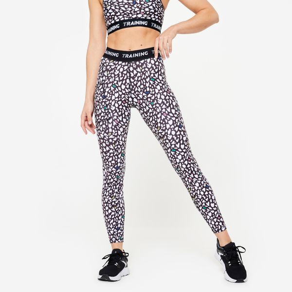 Legginsy fitness damskie Domyos. Czarne legginsy DOMYOS, bez wzorów, z materiału. W wyprzedaży za 69,99 zł.