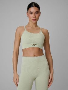 4F Biustonosz treningowy bezszwowy z niskim wsparciem damski - zielony M/L. Zielone biustonosze 4f, bez wzorów. Za 119,99 zł.