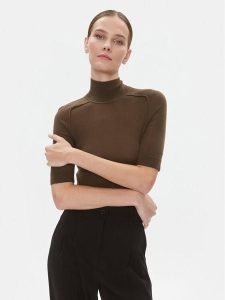 Calvin Klein Body K20K205990 Brązowy Slim Fit. Brązowe body i gorsety Calvin Klein, bez wzorów, z wełny. Za 599,99 zł.