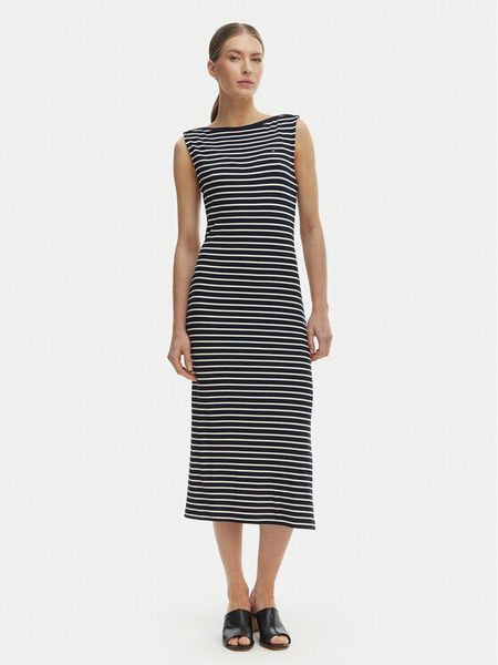 Tommy Hilfiger Sukienka codzienna WW0WW49311 Granatowy Slim Fit. Niebieskie sukienki TOMMY HILFIGER, na co dzień, xl, bez wzorów, z wiskozy, bez kołnierzyka, bez ramiączek, proste. Za 529,99 zł.