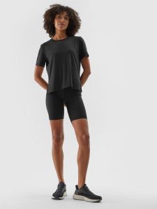 4F Legginsy krótkie treningowe damskie - czarne S. Czarne legginsy 4f, bez wzorów, z dzianiny, z podwyższonym stanem, krótkie. Za 99,99 zł.