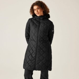 Parka damska Regatta Fritha III. Czarne kurtki Regatta, bez wzorów, z puchu, bez kaptura. W wyprzedaży za 179,99 zł.