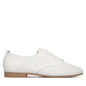 Półbuty Caprice. Białe półbuty Caprice, bez wzorów, bez obcasa, na płaskiej podeszwie, bez zapięcia. Za 399,99 zł.