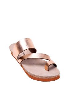 Comfortfusse Skórzane japonki w kolorze różowozłotym rozmiar: 38. Różowe klapki Comfortfüße, bez wzorów, ze skóry, z otwartym noskiem, bez obcasa. Za 217,99 zł.