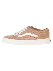 Vans Skórzane sneakersy w kolorze jasnobrązowym rozmiar: 40,5. Brązowe trampki Vans, bez wzorów, bez zapięcia. Za 188,85 zł.