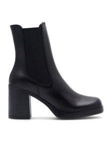 Gino Rossi Botki CELANO-22740NB Czarny. Czarne botki Gino Rossi, bez wzorów, z materiału, bez obcasa, na słupku, bez zapięcia. Za 349,99 zł.