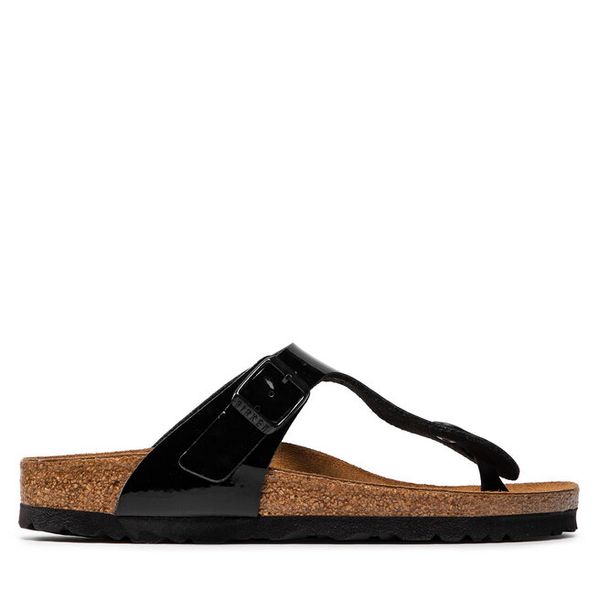Japonki Birkenstock. Czarne klapki Birkenstock, bez wzorów, bez obcasa. Za 449,99 zł.