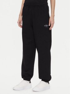Calvin Klein Jeans Spodnie dresowe Monologo LV047B235G Czarny Regular Fit. Czarne spodnie dresowe Calvin Klein Jeans, xs, bez wzorów, z bawełny. Za 269,99 zł.