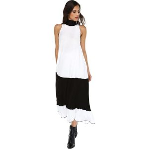 Sukienka w kolorze biało-czarnym. Sukienki marki Donna Rossa. W wyprzedaży za 149,95 zł.