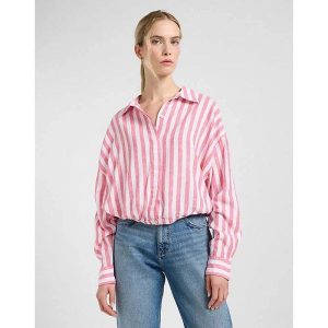 DAMSKA KOSZULA LEE ELASTICATED SHIRT LYCHEE AWNING 112363502. Koszule Lee, xs, bez wzorów, bez kołnierzyka, bez ramiączek. Za 169,99 zł.