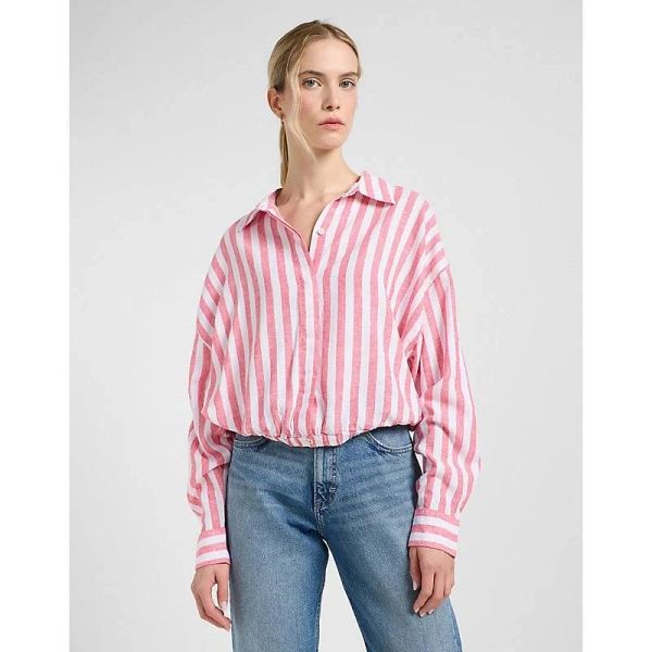 DAMSKA KOSZULA LEE ELASTICATED SHIRT LYCHEE AWNING 112363502. Koszule Lee, xs, bez wzorów, bez kołnierzyka, bez ramiączek. Za 169,99 zł.