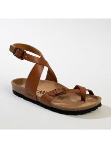 BACKSUN Skórzane sandały "Mala" w kolorze jasnobrązowym rozmiar: 42. Brązowe sandały Backsun, bez wzorów, z otwartym noskiem, bez obcasa, bez zapięcia. Za 130,99 zł.