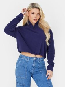 Brave Soul Bluza LSS-225MARYNAV Granatowy Straight Fit. Niebieskie bluzy Brave Soul, m, bez wzorów, z syntetyku, bez kaptura. Za 59,99 zł.