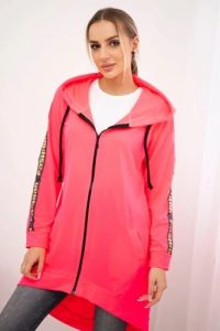 Bluza z suwakiem z tyłu różowy neon. Czerwone bluzy KESI, l, bez wzorów, z bawełny, z kapturem. Za 198,65 zł.