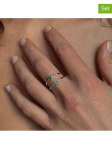 Les Petites Précieuses Srebrne pierścionki (2 szt.) ze szmaragdami rozmiar: 60. Szare pierścionki Les Petites Précieuses, z szmaragdem, srebrne. Za 324,45 zł.