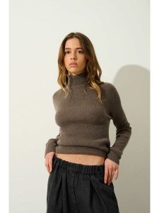 AUTHENTIC CASHMERE Kaszmirowy golf "Suzie" w kolorze szarobrązowym rozmiar: XXL. Szare golfy AUTHENTIC CASHMERE, xxl, bez wzorów, z kaszmiru, bez ramiączek. Za 439,24 zł.