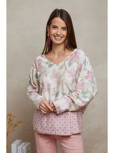 Plume Sweter "Bouchka" w kolorze kremowo-jasnoróżowym rozmiar: L. Brązowe swetry oversize Plume, l, bez wzorów, bez ramiączek. Za 144,92 zł.