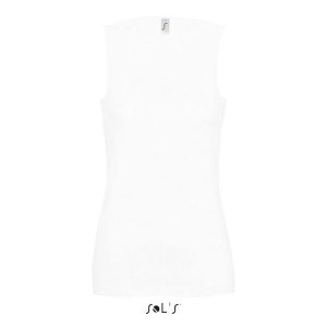 Damski tank top Sol's Jane. Białe topy SOL'S, s, bez wzorów, z bawełny, bez kołnierzyka, bez ramiączek. Za 76,50 zł.
