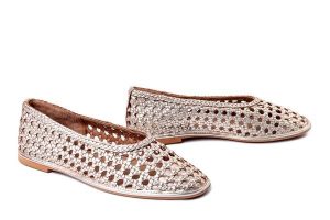 GIOSEPPO 78242 Embeya platinum, baleriny damskie. Żółte balerinki Gioseppo, w ażurowe wzory, ze skóry, bez obcasa, bez zapięcia. Za 382,42 zł.