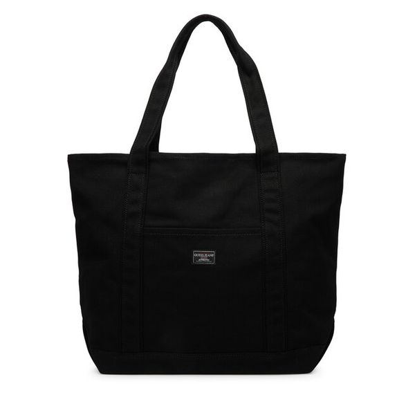 Torebka Guess Jeans. Czarne shopper bag Guess Jeans, z aplikacjami, z jeansu, bez dodatków. Za 289,99 zł.
