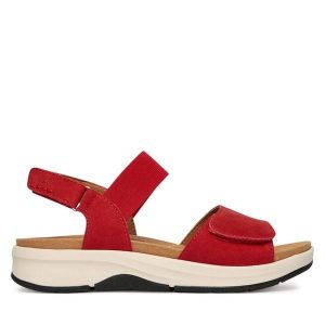 Sandały Josef Seibel. Czerwone sandały Josef Seibel, bez wzorów, bez obcasa, na płaskiej podeszwie, bez zapięcia. Za 419,99 zł.