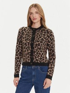 Tommy Jeans Kardigan Leopard DW0DW21968 Brązowy Regular Fit. Brązowe kardigany Tommy Jeans, z jeansu. Za 399,99 zł.