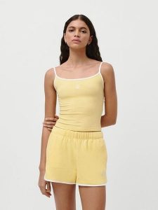 LeGer Top "Ela" w kolorze żółtym rozmiar: 40. Żółte topy LeGer, bez wzorów, bez kołnierzyka, bez ramiączek. Za 56,99 zł.