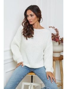 So Cachemire Sweter "Candji" w kolorze białym rozmiar: XL. Białe swetry oversize So Cachemire, xl, bez wzorów, z wełny, bez ramiączek. Za 196,70 zł.