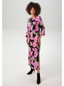 Aniston Sukienka w kolorze czarno-różowym rozmiar: 44. Czarne sukienki Aniston, bez wzorów, z wiskozy, bez kołnierzyka, bez ramiączek, maxi. Za 87,45 zł.