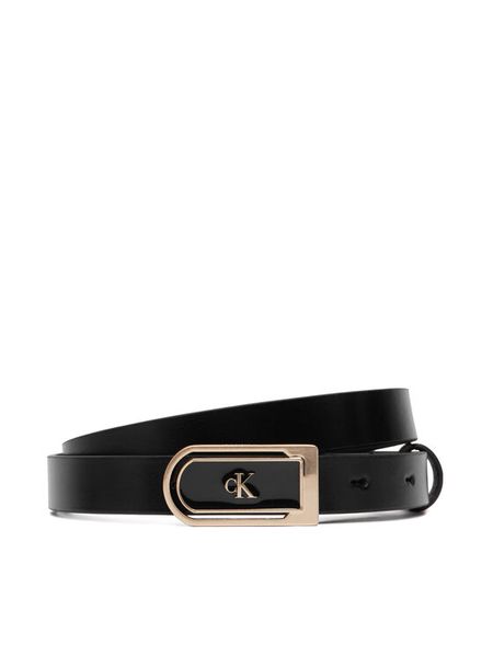 Calvin Klein Pasek Round Ck Enamel Plaque 20Mm LV04F7109G Czarny. Czarne paski Calvin Klein, bez wzorów, ze skóry. Za 209,99 zł.