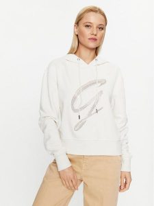 Guess Bluza W3BQ10 KBKM0 Écru Regular Fit. Bluzy Guess, xl, z aplikacjami, z bawełny, bez kaptura. Za 239,99 zł.
