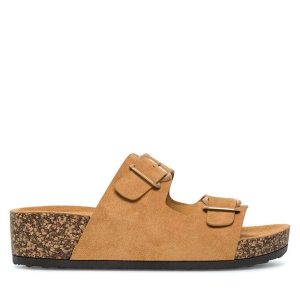 Klapki Clara Barson. Brązowe klapki Clara Barson, bez wzorów, bez obcasa. Za 55,99 zł.