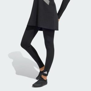Legginsy do pływania Full-Length. Czarne legginsy ADIDAS, bez wzorów, z materiału. Za 199,00 zł.