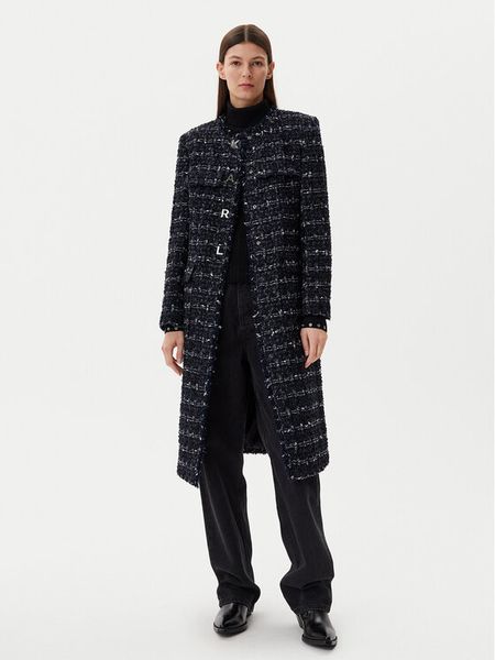 KARL LAGERFELD Płaszcz przejściowy A1W15022 Granatowy Regular Fit. Niebieskie płaszcze KARL LAGERFELD, bez wzorów, z syntetyku, bez kaptura. Za 989,99 zł.