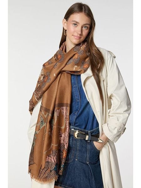 Lucky Bees Szal w kolorze brązowym - 180 x 85 cm rozmiar: onesize. Brązowe szaliki Lucky Bees, bez wzorów, z bawełny. Za 101,23 zł.