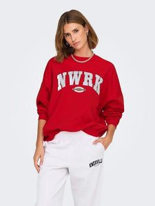 ONLY Bluza w kolorze czerwonym rozmiar: S. Czerwone bluzy ONLY, s, bez wzorów, z bawełny, bez kaptura. Za 74,63 zł.