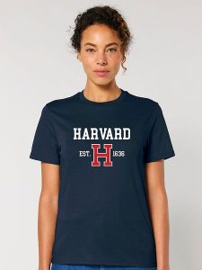 American Universities Koszulka "Harvard EST 1636" w kolorze granatowym rozmiar: L. Niebieskie bluzki American Universities, l, bez wzorów, z bawełny, bez kołnierzyka, bez ramiączek. Za 70,24 zł.