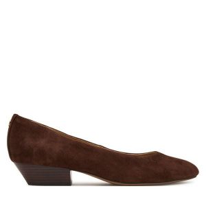 Czółenka LAUREN RALPH LAUREN. Brązowe czółenka Lauren Ralph Lauren, bez wzorów, bez obcasa, bez zapięcia. Za 729,99 zł.