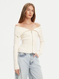 Guess Sweter W5YR03 Z30I2 Écru Slim Fit. Swetry klasyczne Guess, xxl, z wiskozy, bez kołnierzyka. Za 339,99 zł.
