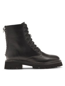 Badura Botki NORA-01W4-002 Czarny. Czarne botki Badura, bez wzorów, ze skóry, bez obcasa, na płaskiej podeszwie, bez zapięcia. Za 349,99 zł.
