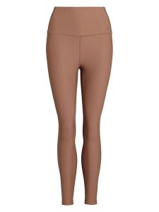 Rethinkit Legginsy sportowe "Beas" w kolorze jasnobrązowym rozmiar: M. Brązowe legginsy Rethinkit, bez wzorów, z materiału, z podwyższonym stanem. Za 148,61 zł.