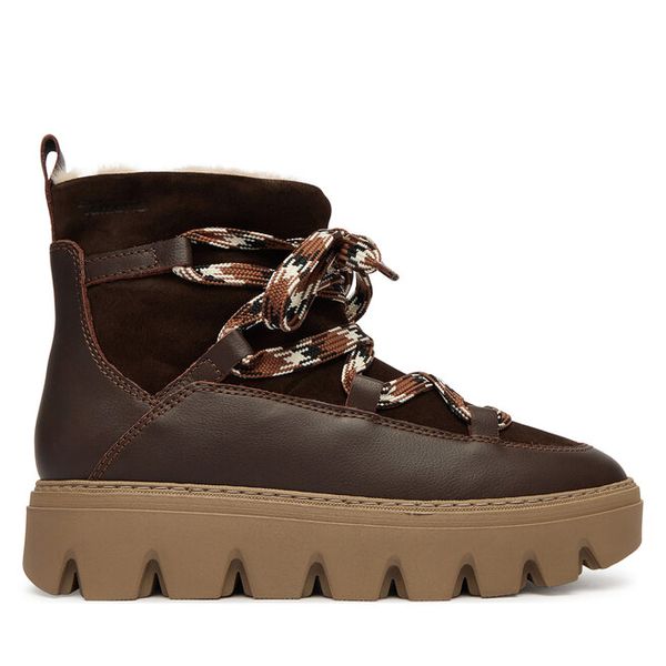 Śniegowce Tamaris. Brązowe buty zimowe Tamaris, bez obcasa, bez zapięcia. Za 369,99 zł.