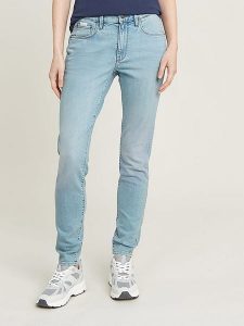 G-Star Dżinsy - Skinny fit - w kolorze błękitnym rozmiar: W29/L34. Niebieskie jeansy G-Star, z aplikacjami, ze skóry. Za 298,67 zł.