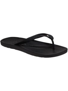 Japonki damskie Crocs 210089001. Czarne klapki Crocs, bez wzorów, z materiału, bez obcasa. Za 119,99 zł.
