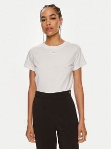 Pinko T-Shirt Basico 100373 A228 Biały Regular Fit. Białe t-shirty Pinko, xl, bez wzorów, z bawełny, bez kołnierzyka, bez ramiączek. Za 159,99 zł.