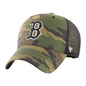 Czapka z daszkiem 47 Brand MLB Boston Red Sox Trucker Camo - B-CBRAN02GWP-CMB. Zielone czapki 47 Brand, bez wzorów. Za 98,00 zł.