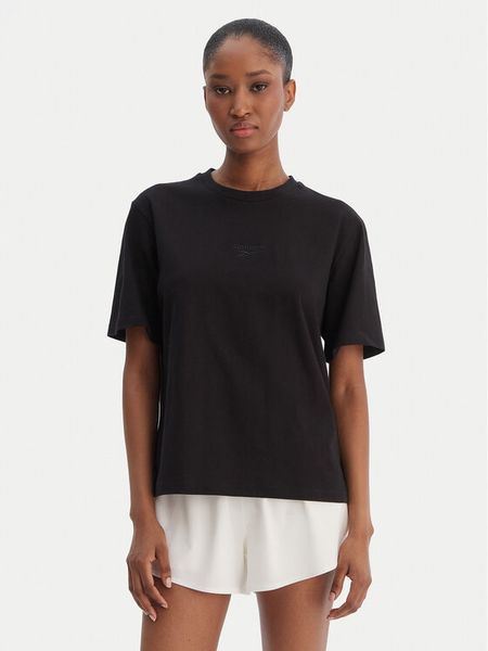 Reebok T-Shirt Suzie RK25505CCW Czarny Relaxed Fit. Czarne t-shirty Reebok, xl, bez wzorów, z bawełny, bez kołnierzyka, bez ramiączek. Za 79,99 zł.